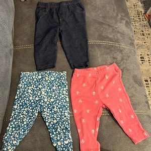 Carters baby girl pants bundle size 6 months.